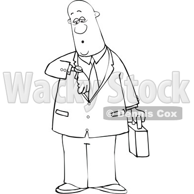 Cartoon Lineart Black Business Man Checking His Watch © djart #1625444