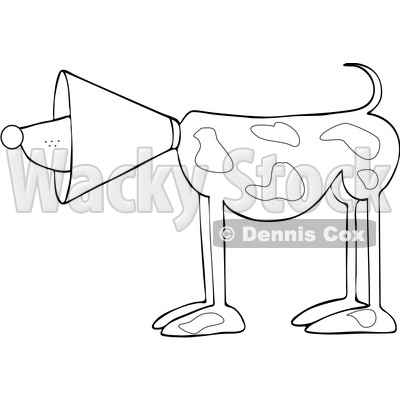 Cartoon Lineart Dog Wearing a Cone © djart #1625606
