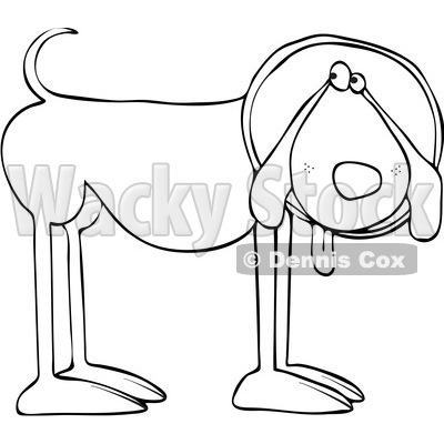 Cartoon Black and White Dog Wearing a Cone © djart #1625610