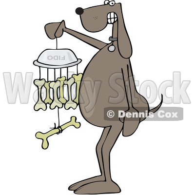 Cartoon Dog Holding a Bone Wind Chime © djart #1625825