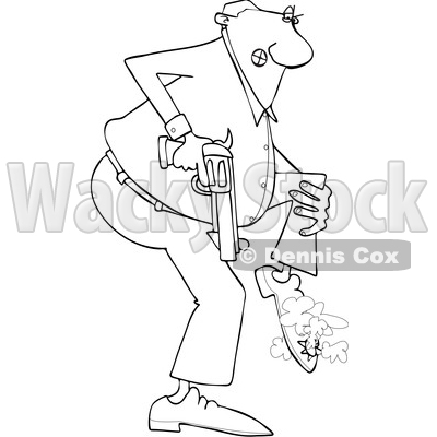 Cartoon Lineart Black Man Shooting Himself in the Foot © djart #1626120