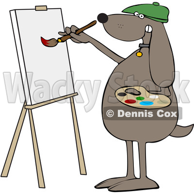 Cartoon Dog Artist Painting on a Canvas © djart #1627667