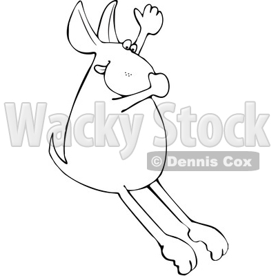 Cartoon Black and White Dog Jumping in Water and Plugging His Nose © djart #1627672
