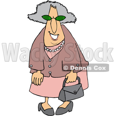 Cartoon Smiling Stylish Granny Dressed in Pink © djart #1630768
