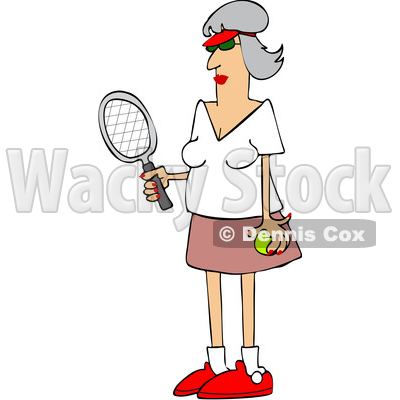 Cartoon Fit Senior Woman Playing Tennis © djart #1631300