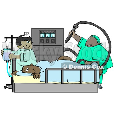 Clipart Illustration Image of a Nervous Male African American Patient Getting a Colonoscopy Exam © djart #16316