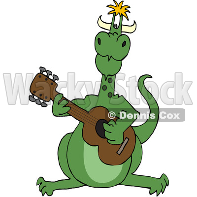 Cartoon Dragon Playing a Guitar © djart #1632444