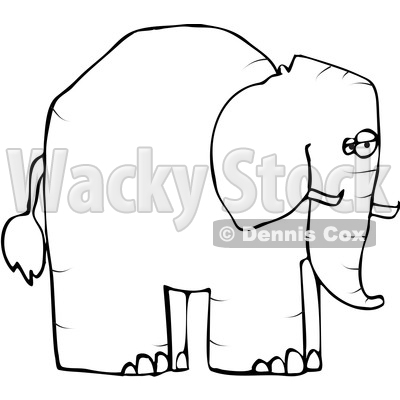 Cartoon Black and White Elephant in Profile © djart #1633280