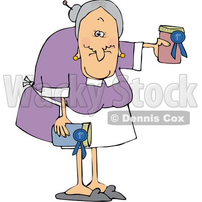 Cartoon White Granny Holding Her Prize Winning Jam © djart #1633293