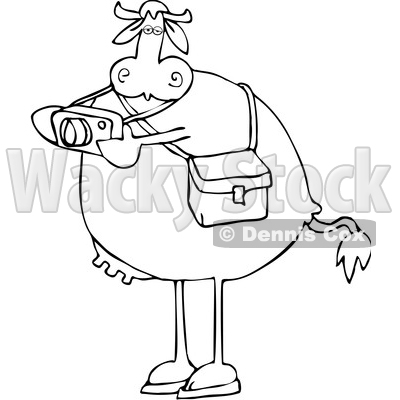 Cartoon Black and White Cow Photographer Taking Pictures © djart #1634217