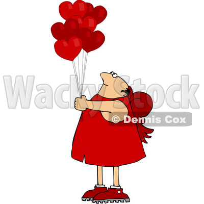 Cartoon Chubby Cupid with Valentines Day Heart Balloons © djart #1636246