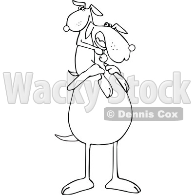 Cartoon Black and White Dad Dog Carrying His Pup on His Shoulders © djart #1636252