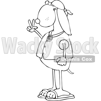 Black and White Hippy Dog Gesturing Peace © djart #1637398