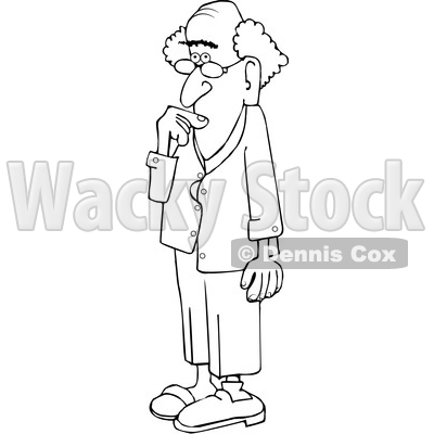 Cartoon Black and White Absentminded Senior Man © djart #1641082