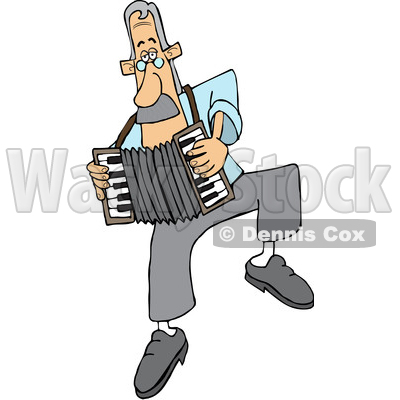 Cartoon White Man Dancing and Playing an Accordion © djart #1641091