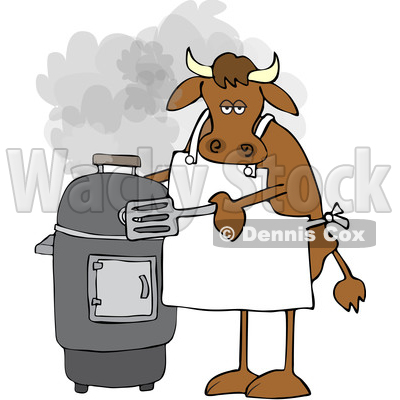 Cartoon Cow by a Smoker © djart #1642110