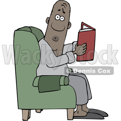 Cartoon Black Man Reading in a Chair © djart #1643635