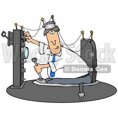 Caucasian Man Experimenting In His Time Machine Invention Clipart Illustration Graphic © djart #16460