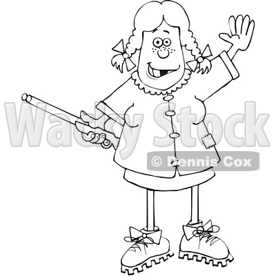Cartoon Black and White Hillbilly Woman Holding a Gun and Waving © djart #1647267