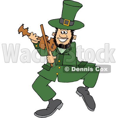 Cartoon St Patricks Day Leprechaun Playing a Fiddle © djart #1647986