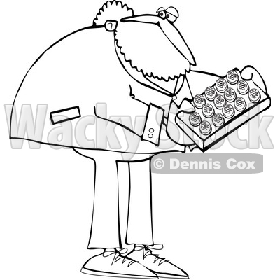 Cartoon Black and White St Patricks Day Leprechaun Holdinga Tray of Cookies or Cakes © djart #1648157