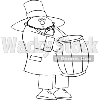 Cartoon Black and White St Patricks Day Leprechaun Carrying a Barrel © djart #1648158