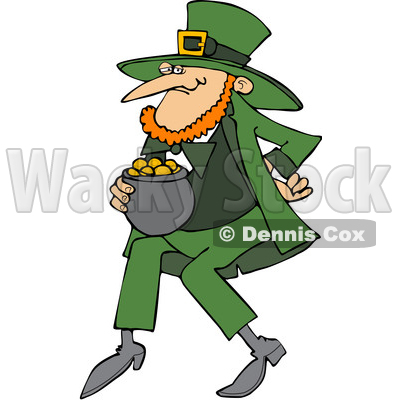Cartoon St Patricks Day Leprechaun with a Pot of Gold © djart #1648160