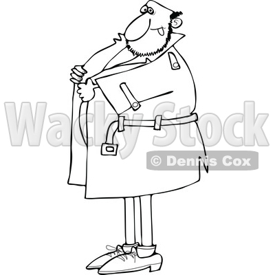 Black and White Flasher Man About to Open His Coat © djart #1651964