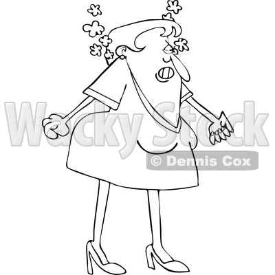 Cartoon Lineart Woman Steaming from Anger © djart #1655918