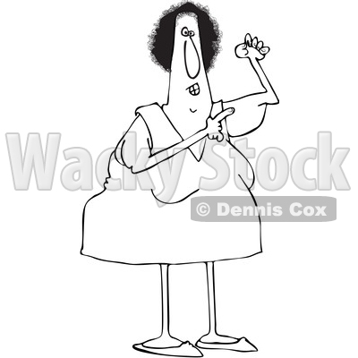 Cartoon Black and White Woman Pointing to Her Flabby Tricep © djart #1656312