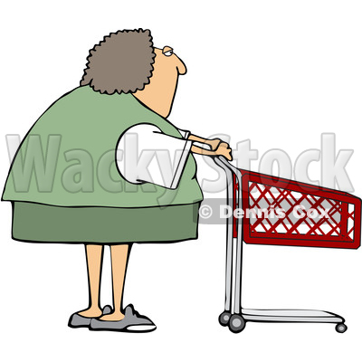 Cartoon Caucasian Woman with a Shopping Cart © djart #1656321