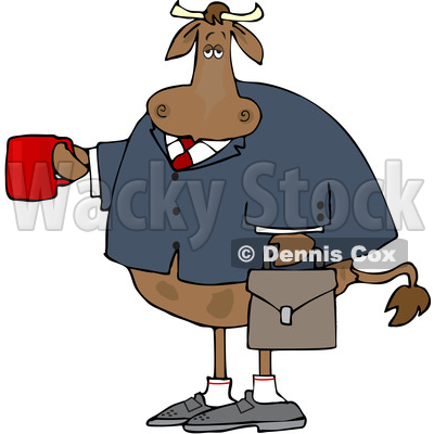 Cartoon Business Cow Holding a Coffee Mug © djart #1661611