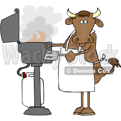 Cartoon Cow Cooking on a BBQ © djart #1661613
