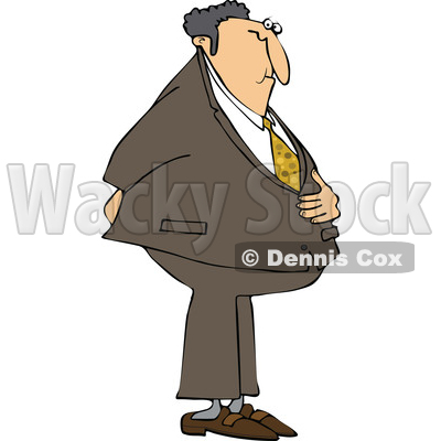 Cartoon Businessman Holding His Stomach and Butt © djart #1662830