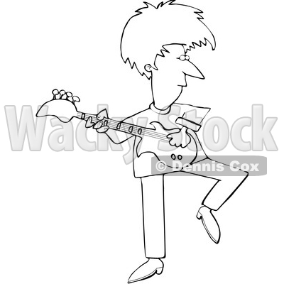 Cartoon Lineart Rock and Roller Playing a Guitar © djart #1665776
