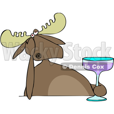 Depressed Moose Holding a Cocktail © djart #1668266