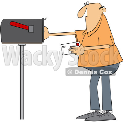 Cartoon Man Putting a Letter in a Mailbox © djart #1670085