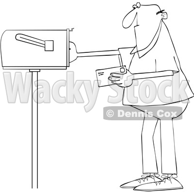 Cartoon Man Putting a Letter in a Mailbox © djart #1670086