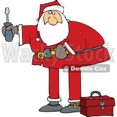 Cartoon Santa Using Tools © djart #1689192