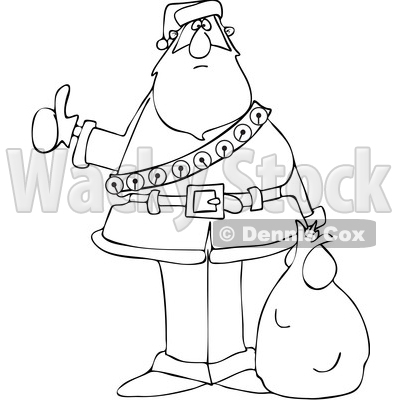 Cartoon Lineart Santa Hitchhiking on Christmas © djart #1692064