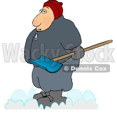 Cartoon Chubby Guy Holding a Snow Shovel © djart #1693811