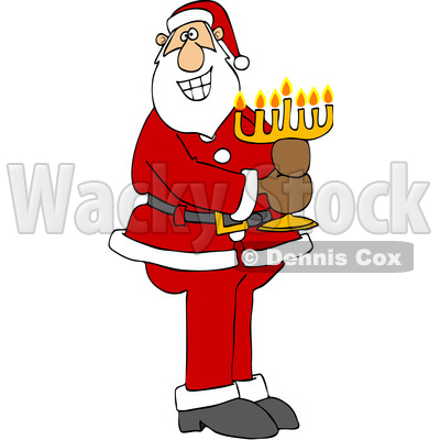 Cartoon Santa Claus Holding a Menorah © djart #1693812