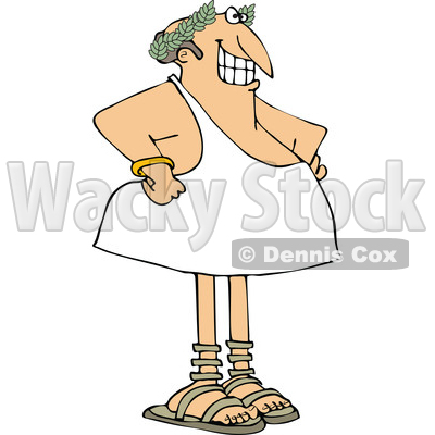 Cartoon Grinning Man in a Toga and Olive Branch © djart #1694782