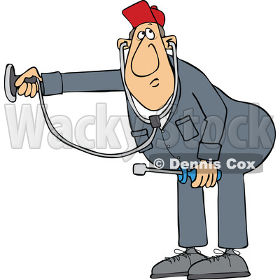 Cartoon HVAC Worker Holding a Stethoscope © djart #1695879