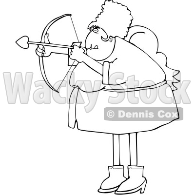 Cartoon Chubby Female Cupid Aiming an Arrow © djart #1697844