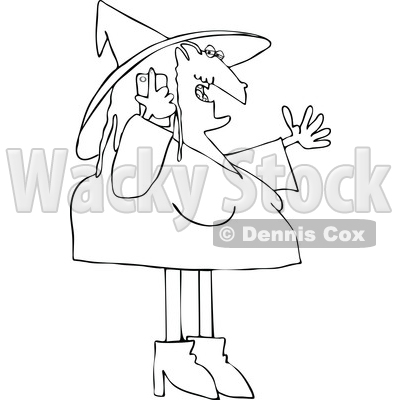 Cartoon Halloween Witch Talking on a Cell Phone © djart #1698712