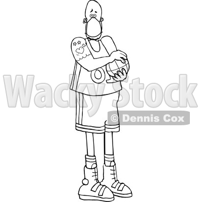 Cartoon Black and White Basketball Player Wearing a Mask © djart #1705736