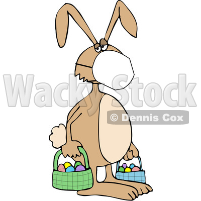 Cartoon Easter Bunny Wearing a Covid19 Mask © djart #1705753