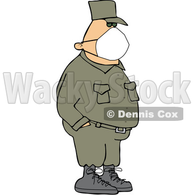 Cartoon Army Man Wearing a Covid Face Mask © djart #1706460