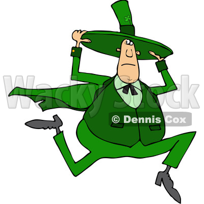 Cartoon Irish Man Running and Holding onto His Hat © djart #1708854